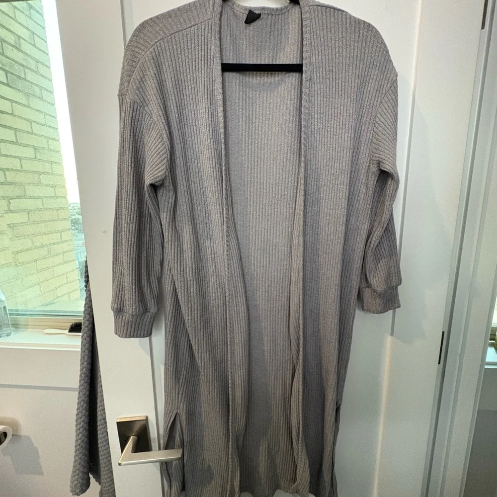 SHEIN Light Gray Open Front Cardigan XL KNIT
